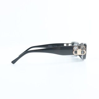 Balenciaga BB0096S Rectangle Sunglasses Black Gold view 3