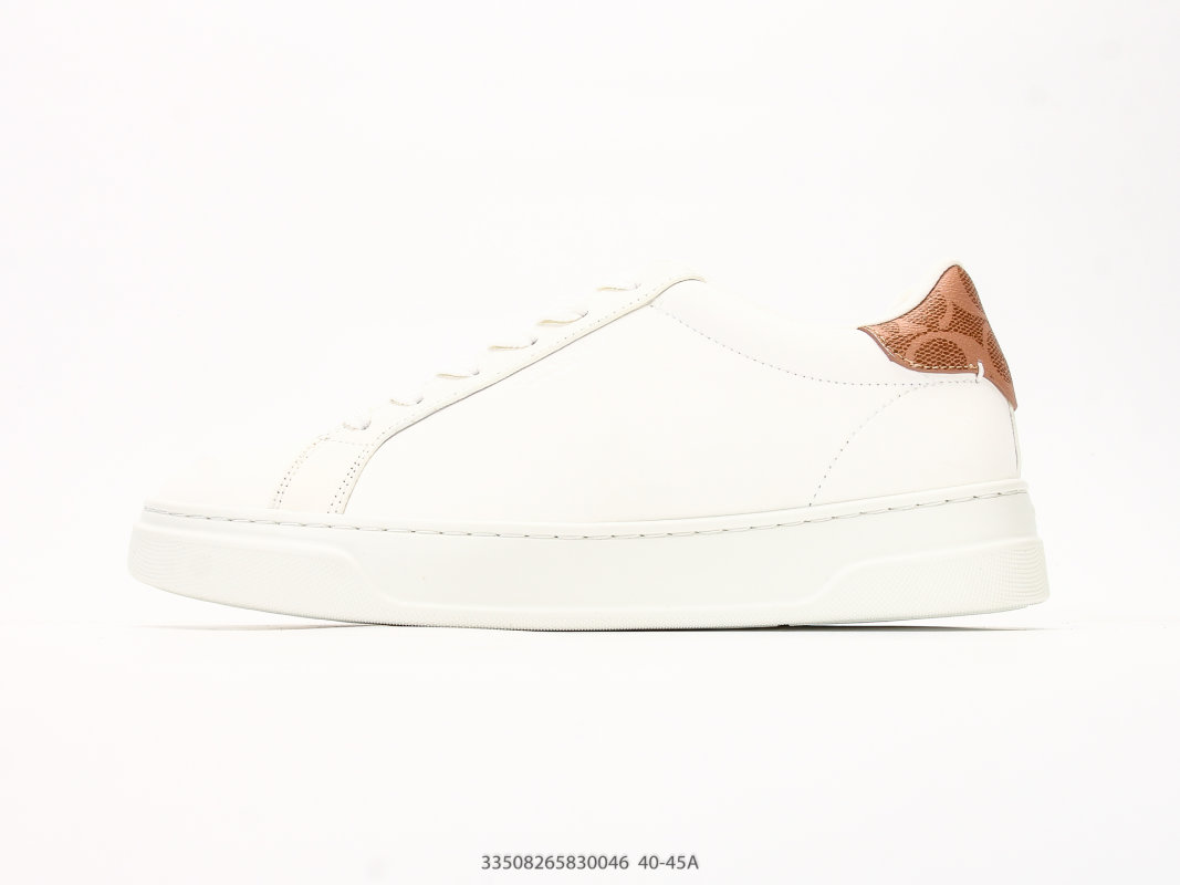 Coach Monogram Low-Top Court Sneaker Cream/Tan Replica view