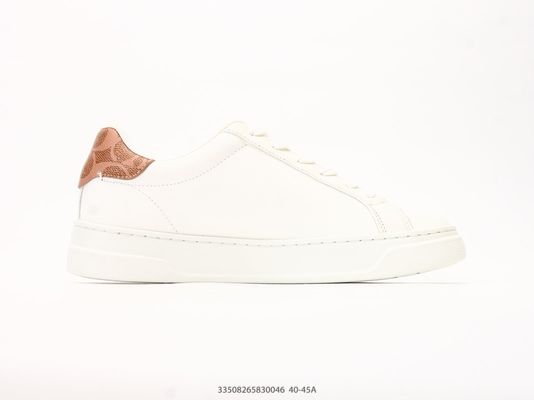 Coach Monogram Low-Top Court Sneaker Cream/Tan Replica view