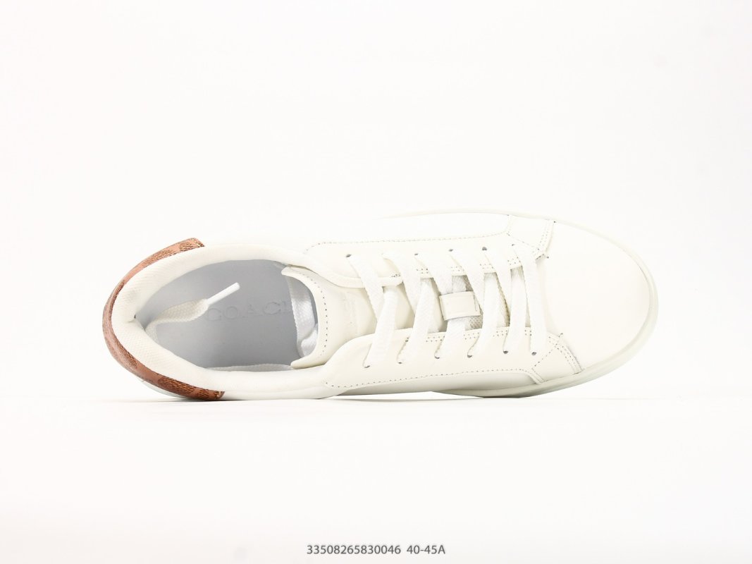 Coach Monogram Low-Top Court Sneaker Cream/Tan Replica view