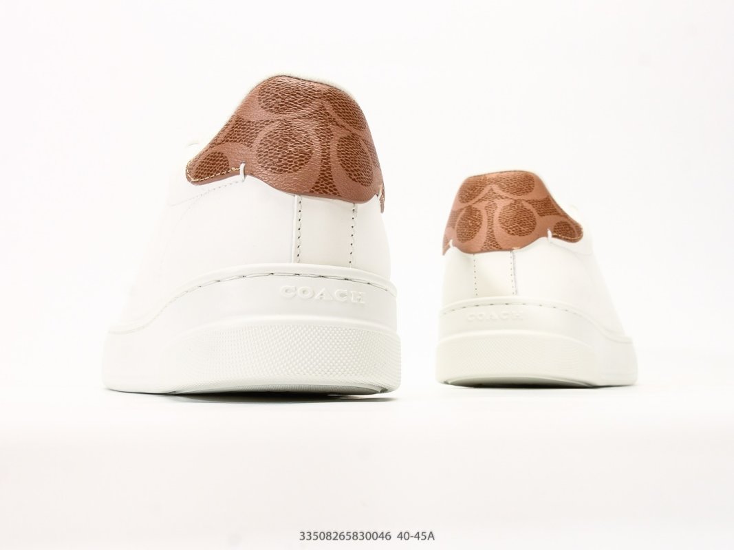 Coach Monogram Low-Top Court Sneaker Cream/Tan Replica view