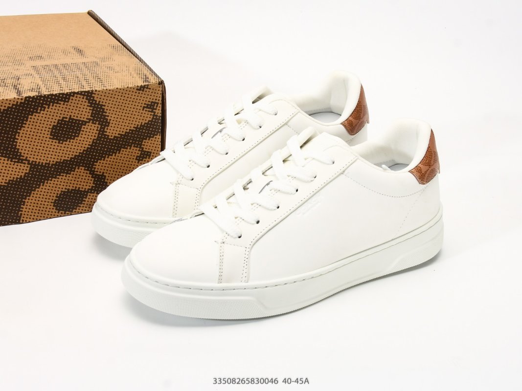 Coach Monogram Low-Top Court Sneaker Cream/Tan Replica view
