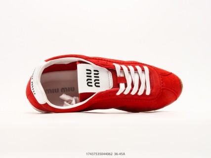 Miu Miu Plume Low-Top Red Suede Sneaker view 3