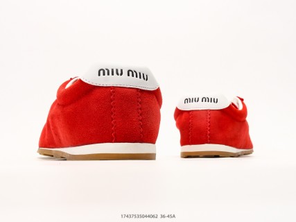 Miu Miu Plume Low-Top Red Suede Sneaker view 6
