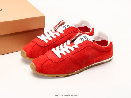 Miu Miu Plume Low-Top Red Suede Sneaker view 9