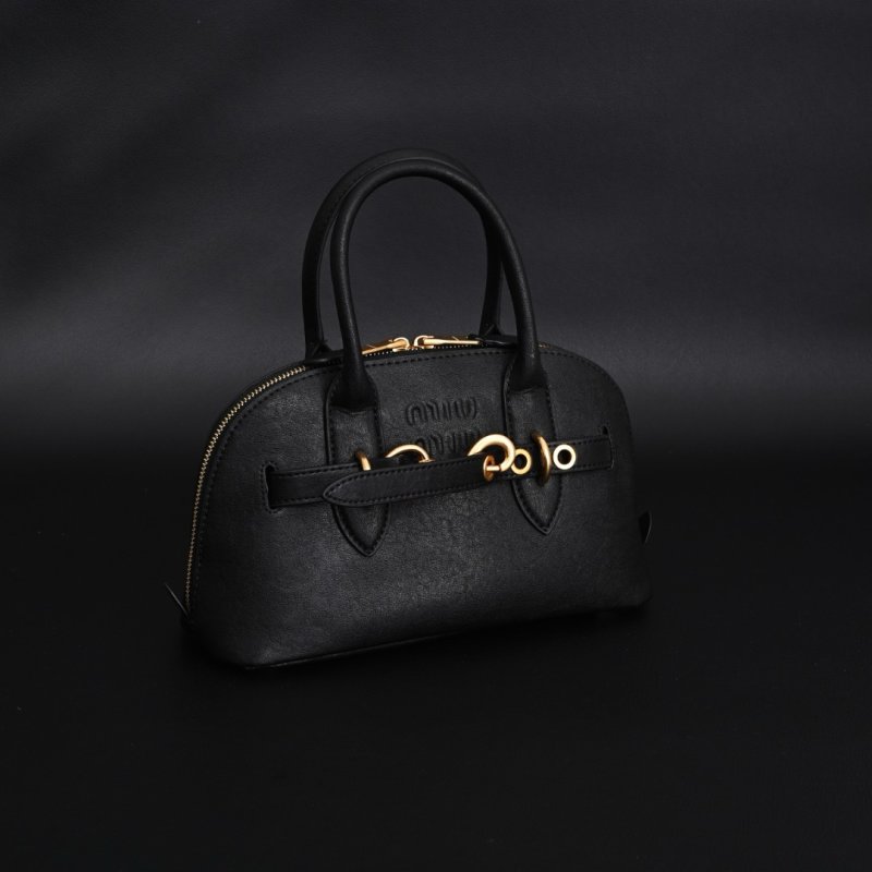 Miu Miu Shell Bag Black Leather Handbag UA Replica view