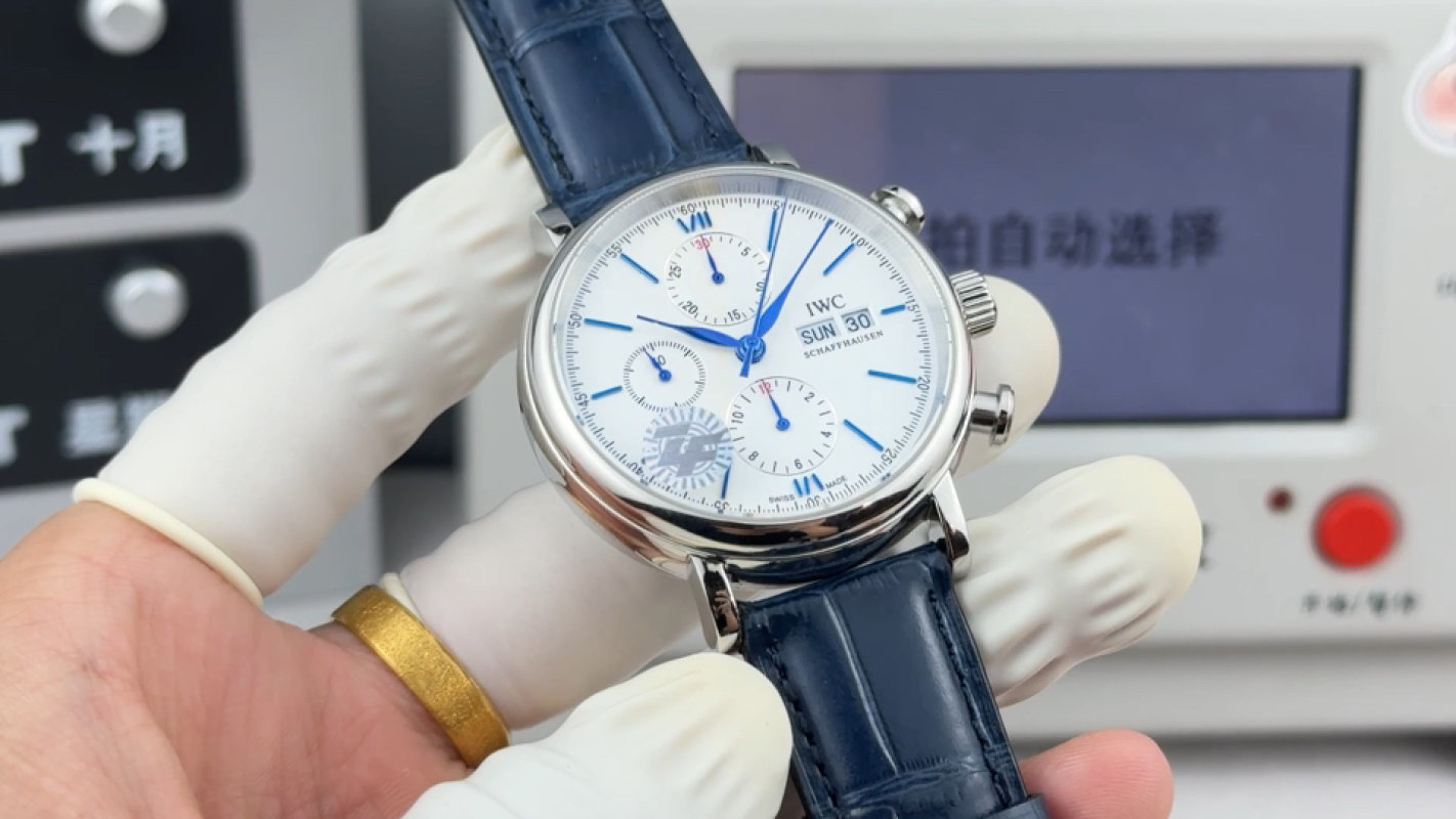 IWC Portofino Chronograph White Dial Blue Leather UA Watch