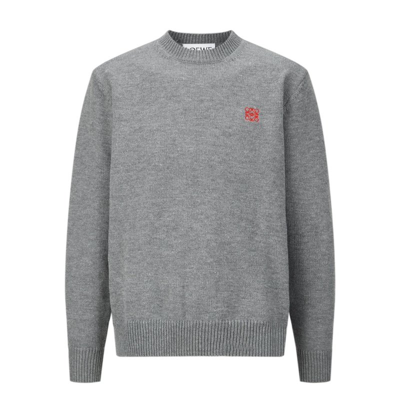Loewe 23FW Small Embroidered Crew Neck Sweater Gray