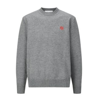 Loewe 23FW Small Embroidered Crew Neck Sweater Gray