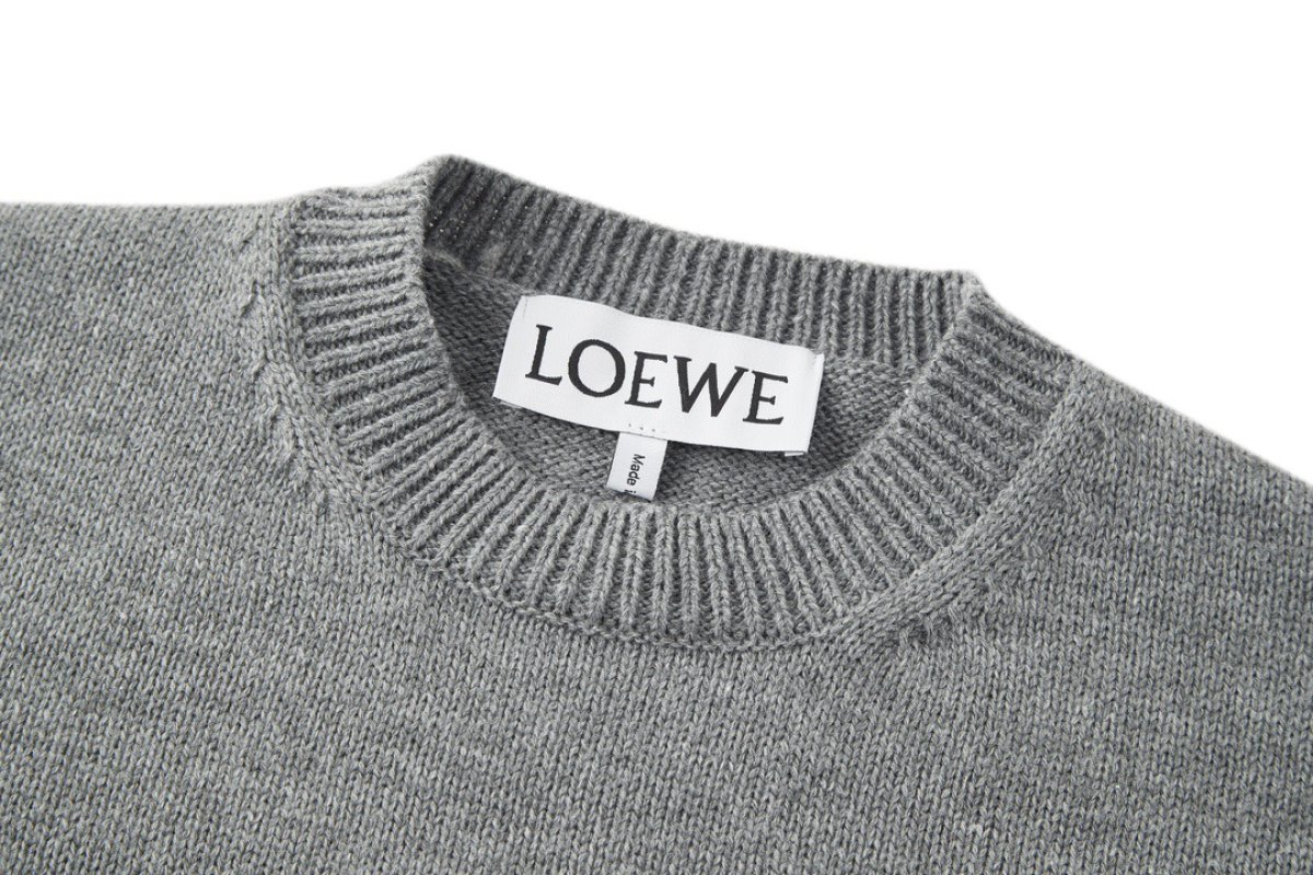 Loewe 23FW Small Embroidered Crew Neck Sweater Gray view