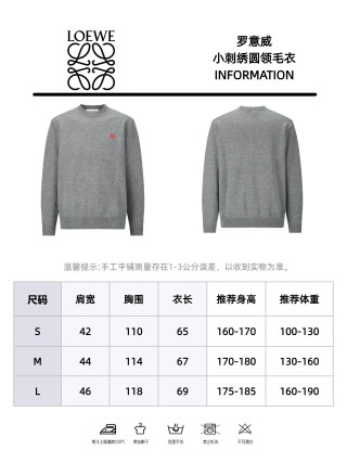 Loewe 23FW Small Embroidered Crew Neck Sweater Gray view 10