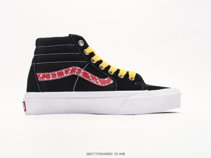 Vans Sk8-Hi Black Pink Yellow Checkerboard High Top Sneaker view 2