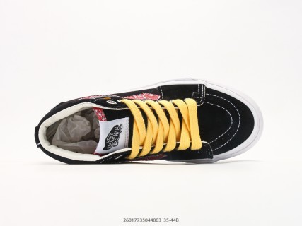 Vans Sk8-Hi Black Pink Yellow Checkerboard High Top Sneaker view 3