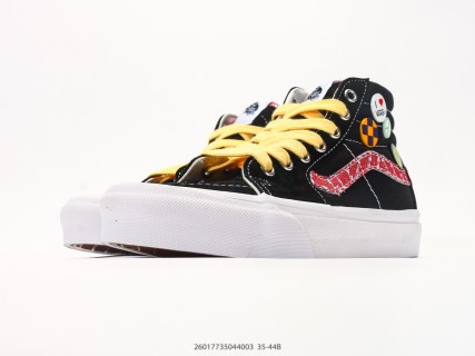Vans Sk8-Hi Black Pink Yellow Checkerboard High Top Sneaker view 5