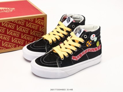 Vans Sk8-Hi Black Pink Yellow Checkerboard High Top Sneaker view 9