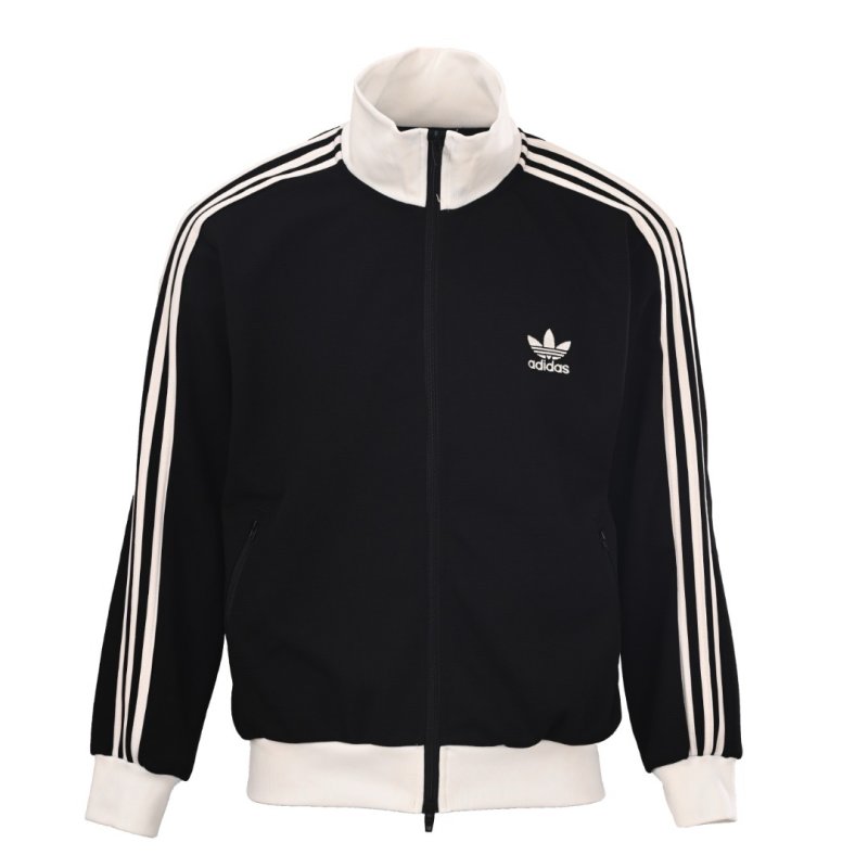 Adidas Originals Trefoil Logo Waffle Track Jacket Black Cream