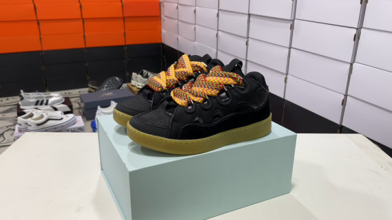 Lanvin Curb Black Gold Mesh Leather Sneaker