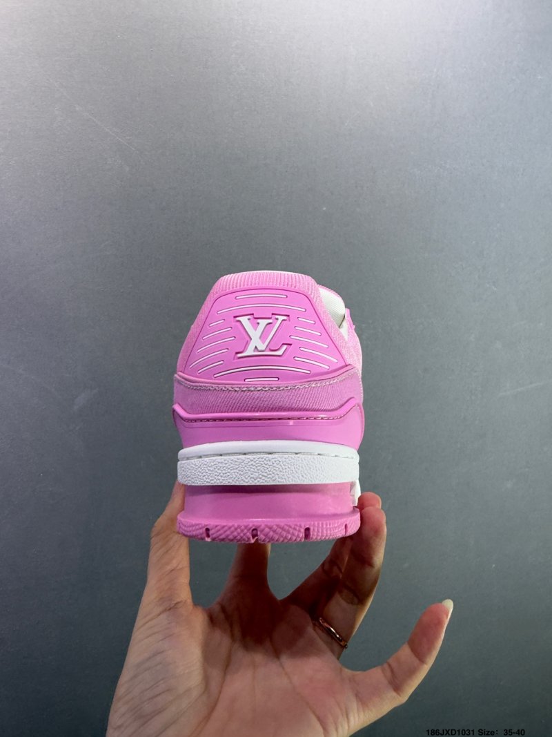 Louis Vuitton LV Trainer Pink White Low Top Sneaker view