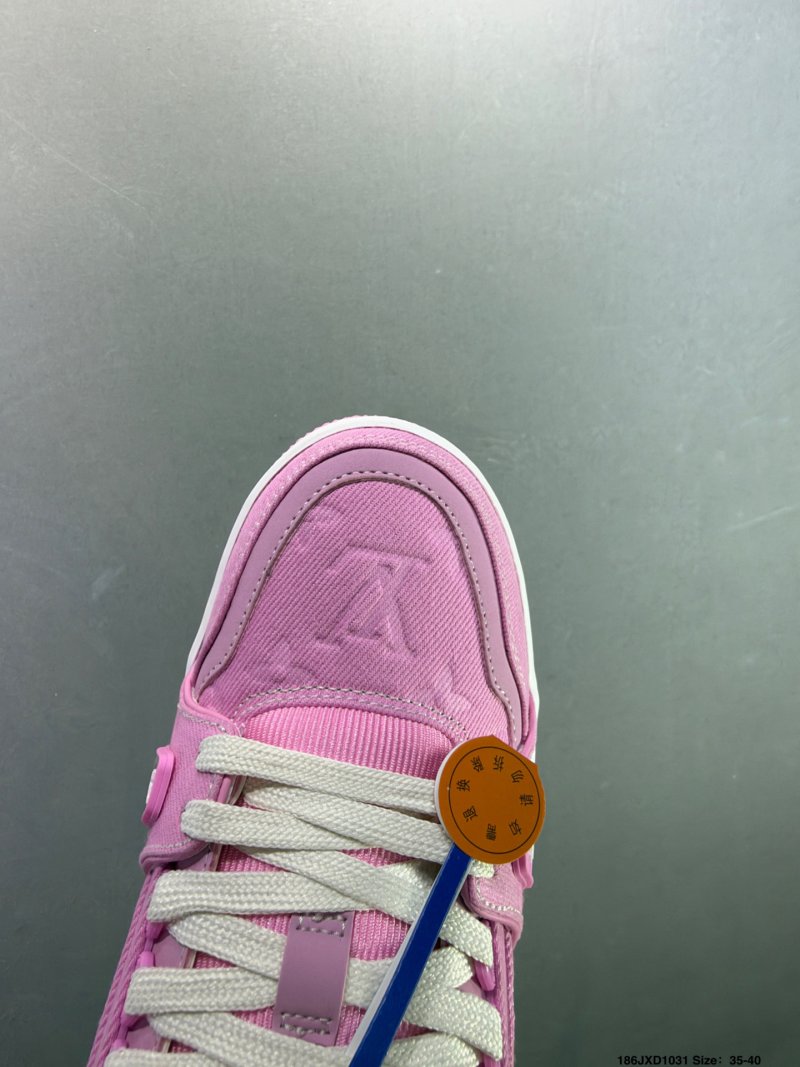 Louis Vuitton LV Trainer Pink White Low Top Sneaker view