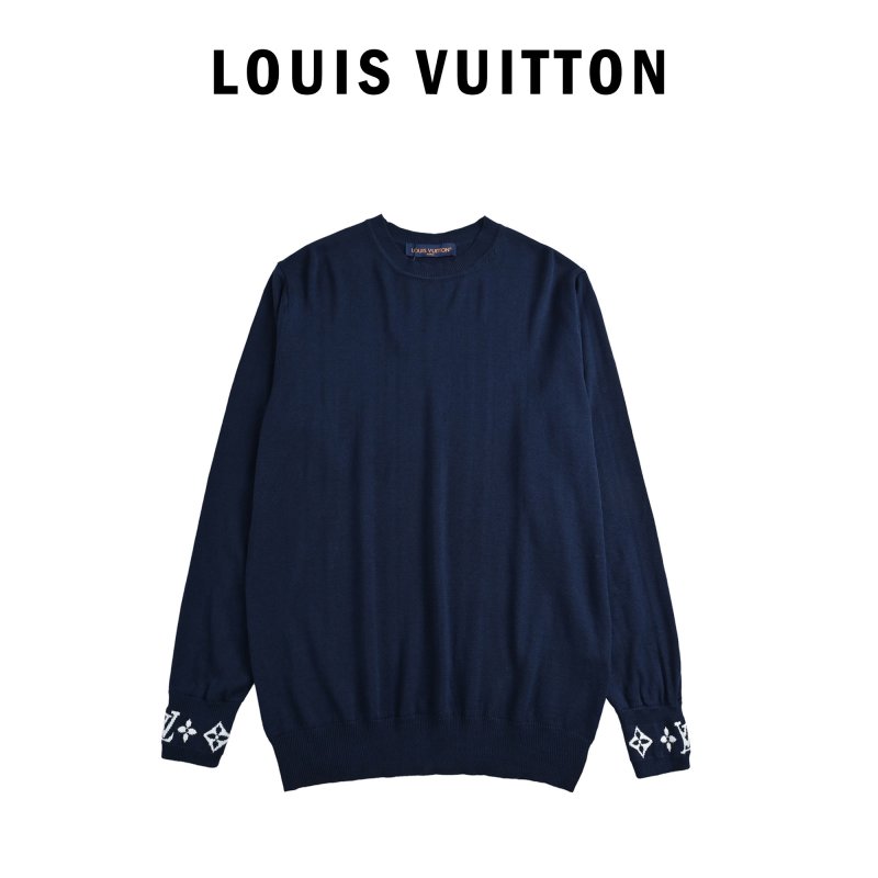 Louis Vuitton 25SS Monogram Jacquard Crewneck Sweater Navy