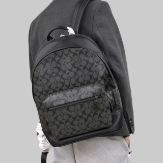 Coach Signature Stripe Backpack Black Navy White view 2