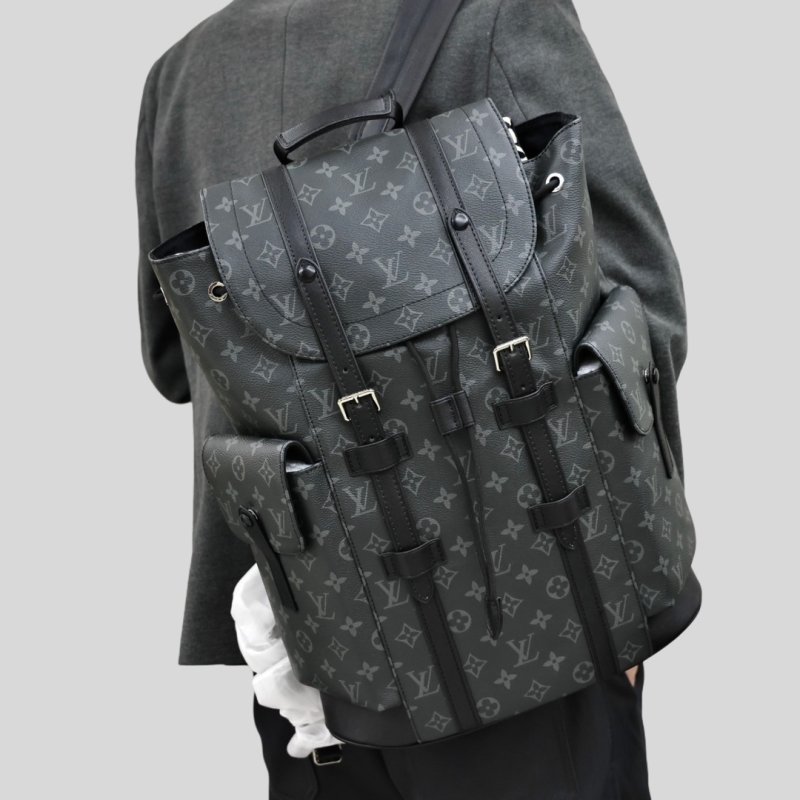 Coach Signature Stripe Backpack Black Navy White view