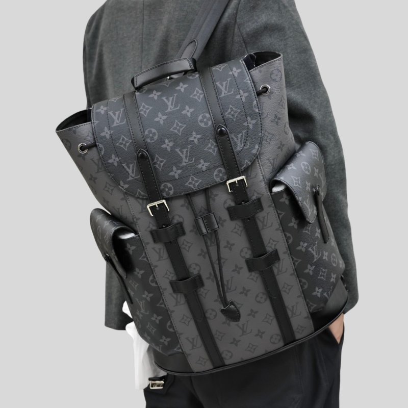 Coach Signature Stripe Backpack Black Navy White view