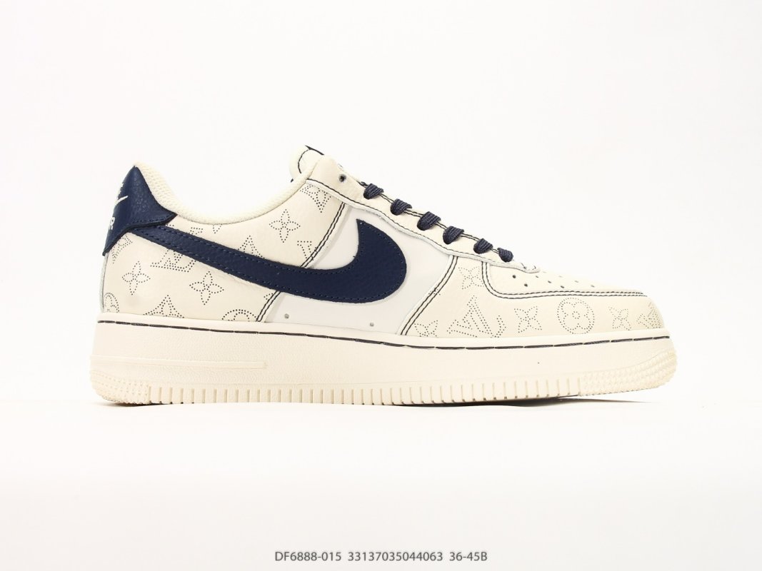 Nike Air Force 1 '07 LV8 Cream Navy Monogram Low view