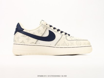 Nike Air Force 1 '07 LV8 Cream Navy Monogram Low view 2