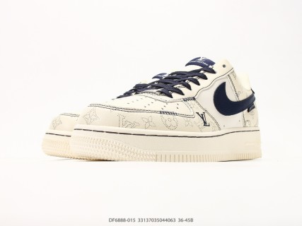 Nike Air Force 1 '07 LV8 Cream Navy Monogram Low view 5