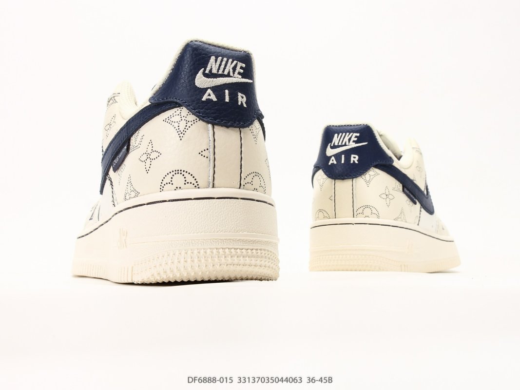 Nike Air Force 1 '07 LV8 Cream Navy Monogram Low view