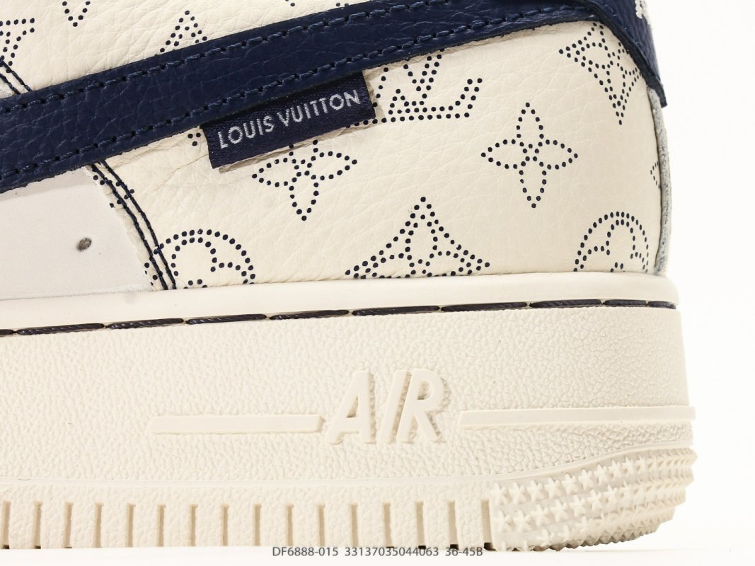 Nike Air Force 1 '07 LV8 Cream Navy Monogram Low view