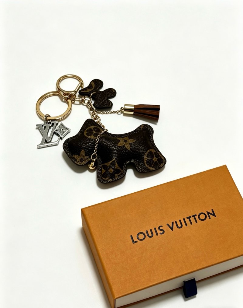 Louis Vuitton Monogram Dog Bag Charm Keychain Black Gold view