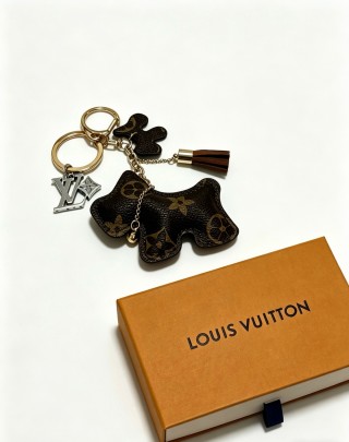 Louis Vuitton Monogram Dog Bag Charm Keychain Black Gold view 2
