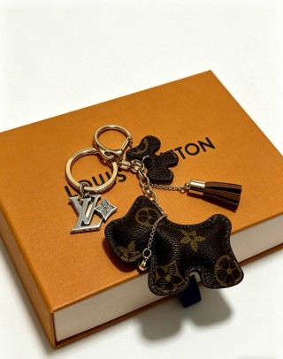 Louis Vuitton Monogram Dog Bag Charm Keychain Black Gold view 3