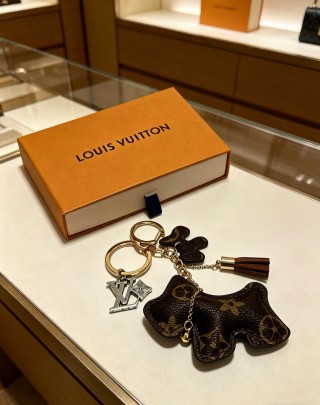 Louis Vuitton Monogram Dog Bag Charm Keychain Black Gold view 4
