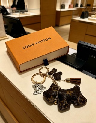 Louis Vuitton Monogram Dog Bag Charm Keychain Black Gold view 5