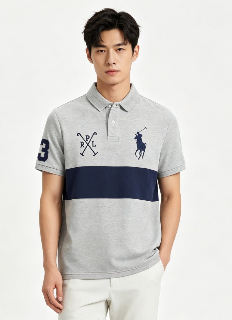 Polo Ralph Lauren Classic Color Block Polo Shirt Grey Navy