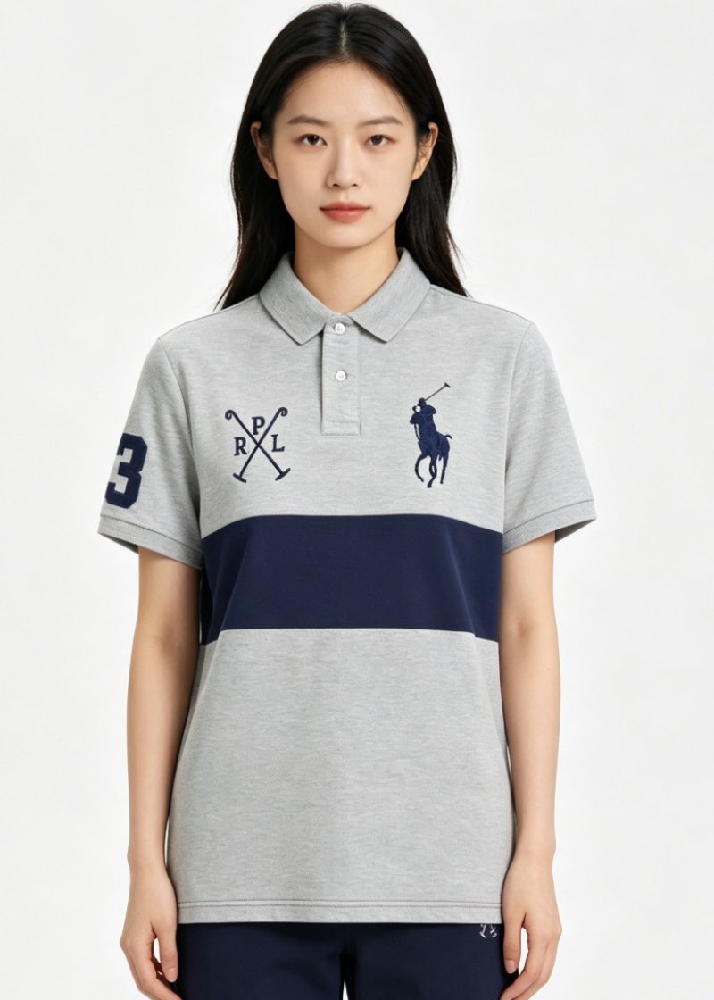Polo Ralph Lauren Classic Color Block Polo Shirt Grey Navy view