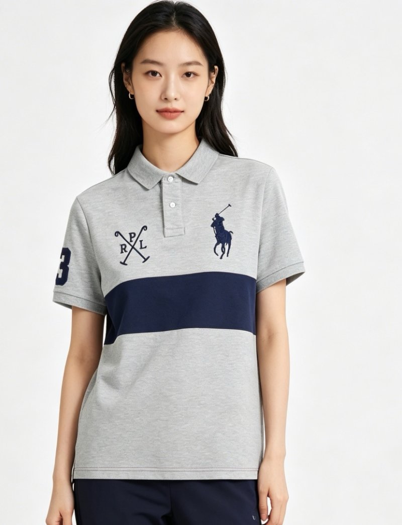 Polo Ralph Lauren Classic Color Block Polo Shirt Grey Navy view