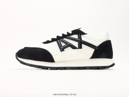 Armani Exchange AX Low Runner Black White Suede Nylon Sneaker