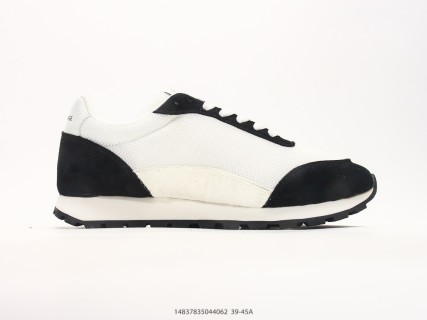 Armani Exchange AX Low Runner Black White Suede Nylon Sneaker view 2