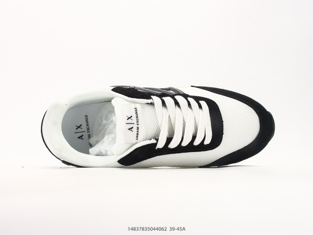 Armani Exchange AX Low Runner Black White Suede Nylon Sneaker view