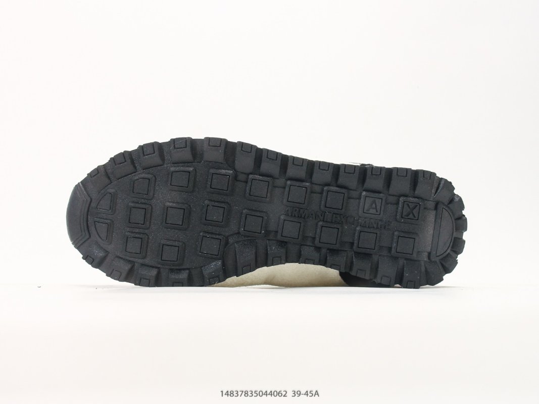 Armani Exchange AX Low Runner Black White Suede Nylon Sneaker view