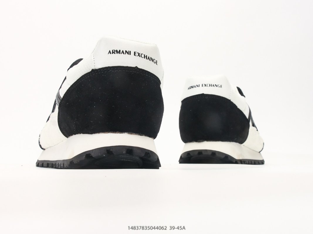 Armani Exchange AX Low Runner Black White Suede Nylon Sneaker view