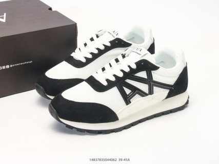 Armani Exchange AX Low Runner Black White Suede Nylon Sneaker view 9