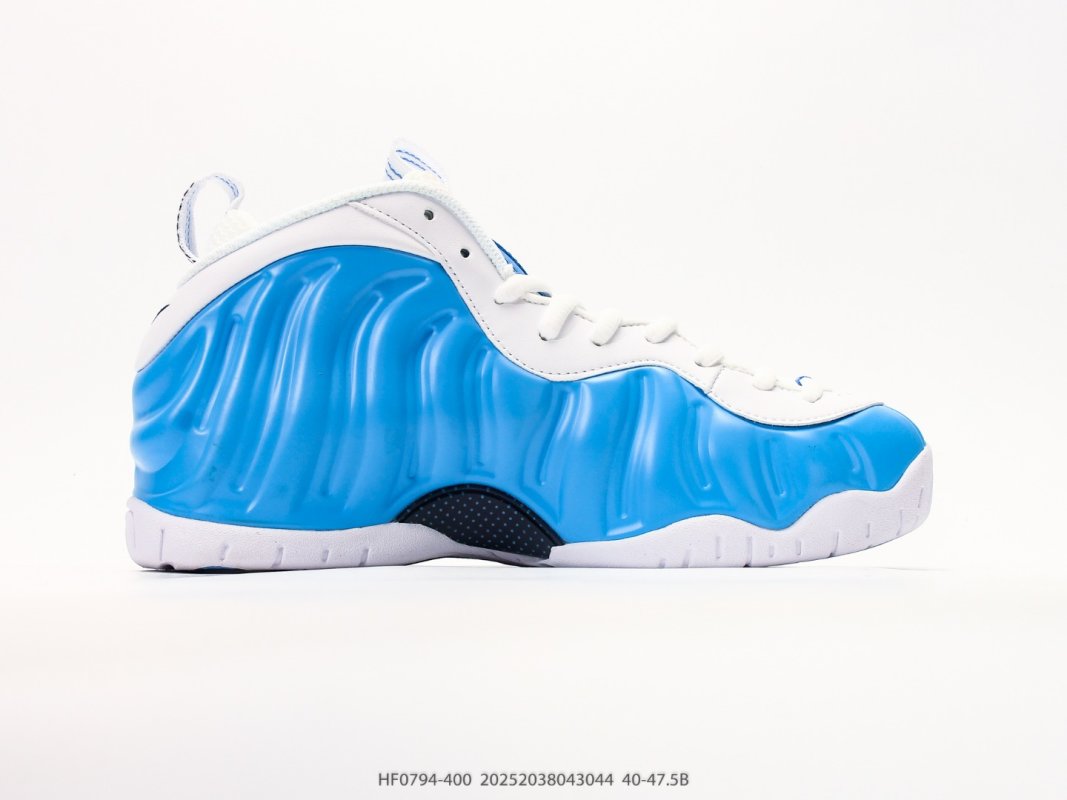 Nike Air Foamposite One Blue White Basketball Shoe view