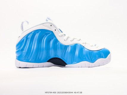 Nike Air Foamposite One Blue White Basketball Shoe view 2