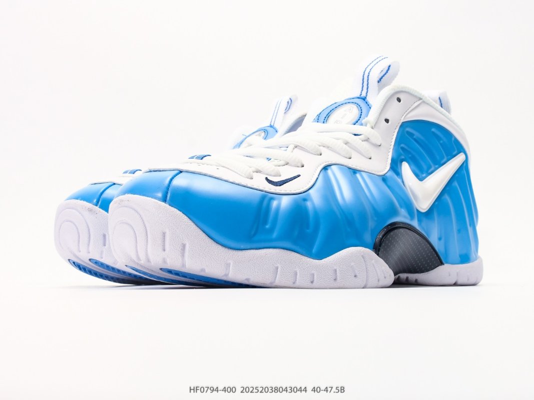 Nike Air Foamposite One Blue White Basketball Shoe view