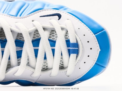 Nike Air Foamposite One Blue White Basketball Shoe view 8